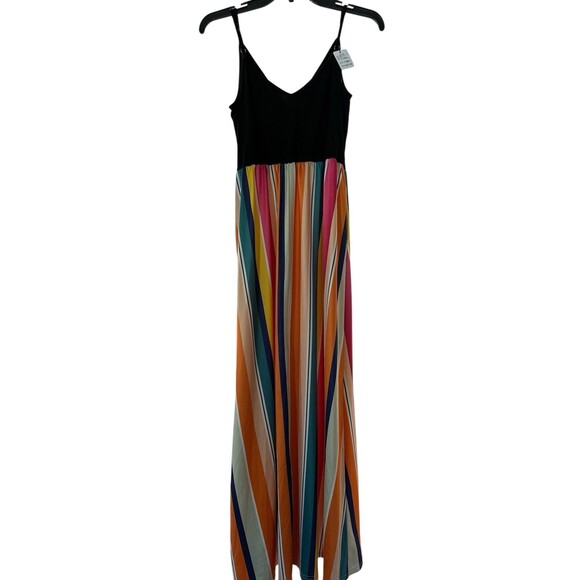 OUGES Women's Striped Summer Maxi Dress Adjustable Straps Size M Side Pockets - Picture 1 of 10